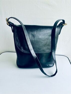VINTAGE COACH 4115 WHITNEY BLACK LEATHER CROSSBODY DUFFLE BAG
